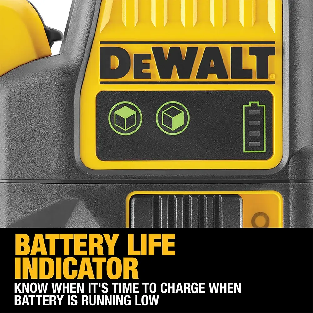 DEWALT 12V XR grüner Laser-Nivellierer, kompakt und robust, für präzises Ausrichten bei Bau und Fotografie.