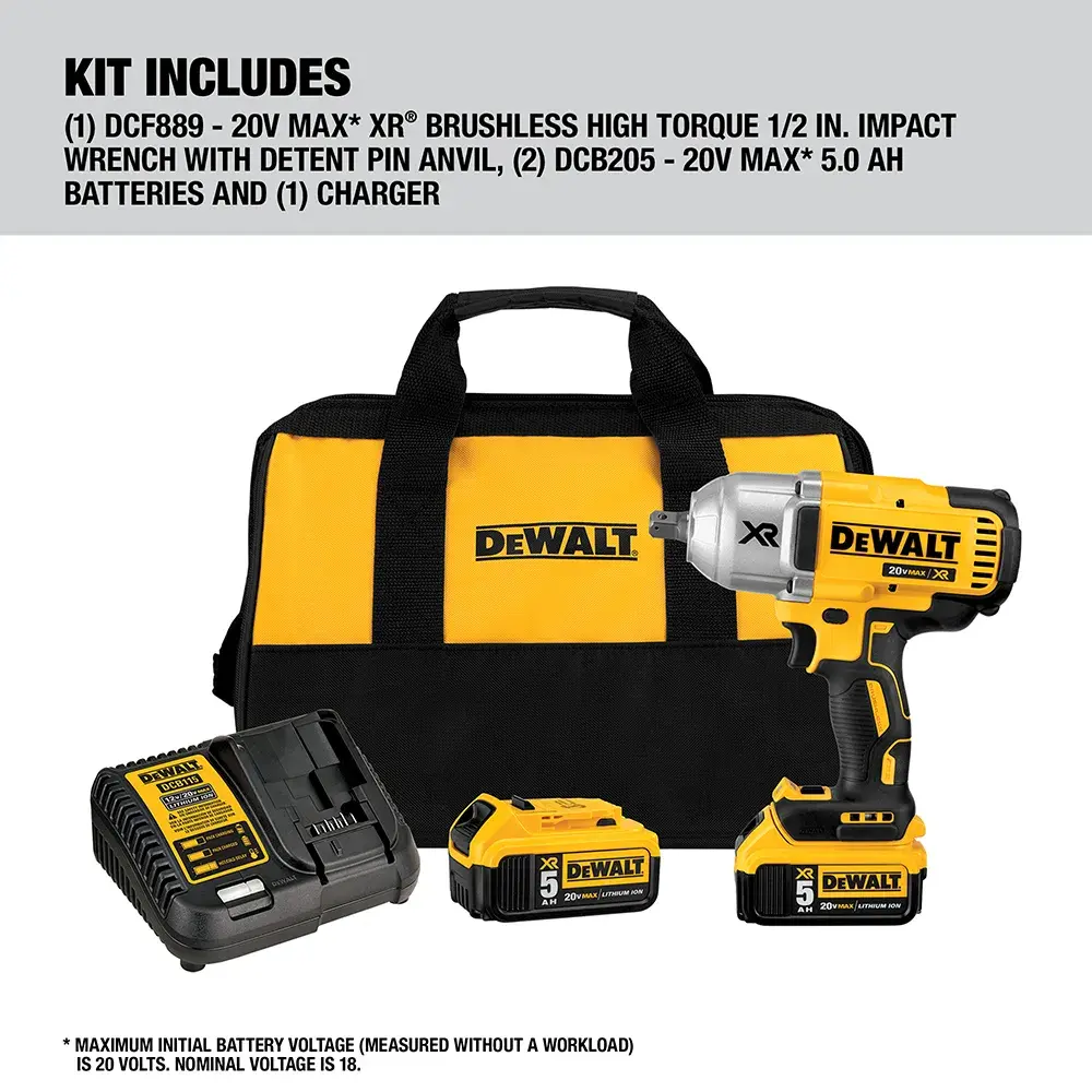 Person uses DEWALT cordless impact wrench to tighten car wheel bolts outdoors.