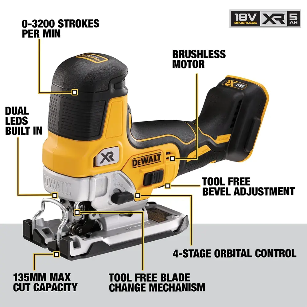 DEWALT® 18V XR® Brushless Body Grip Jigsaw (Tool Only)