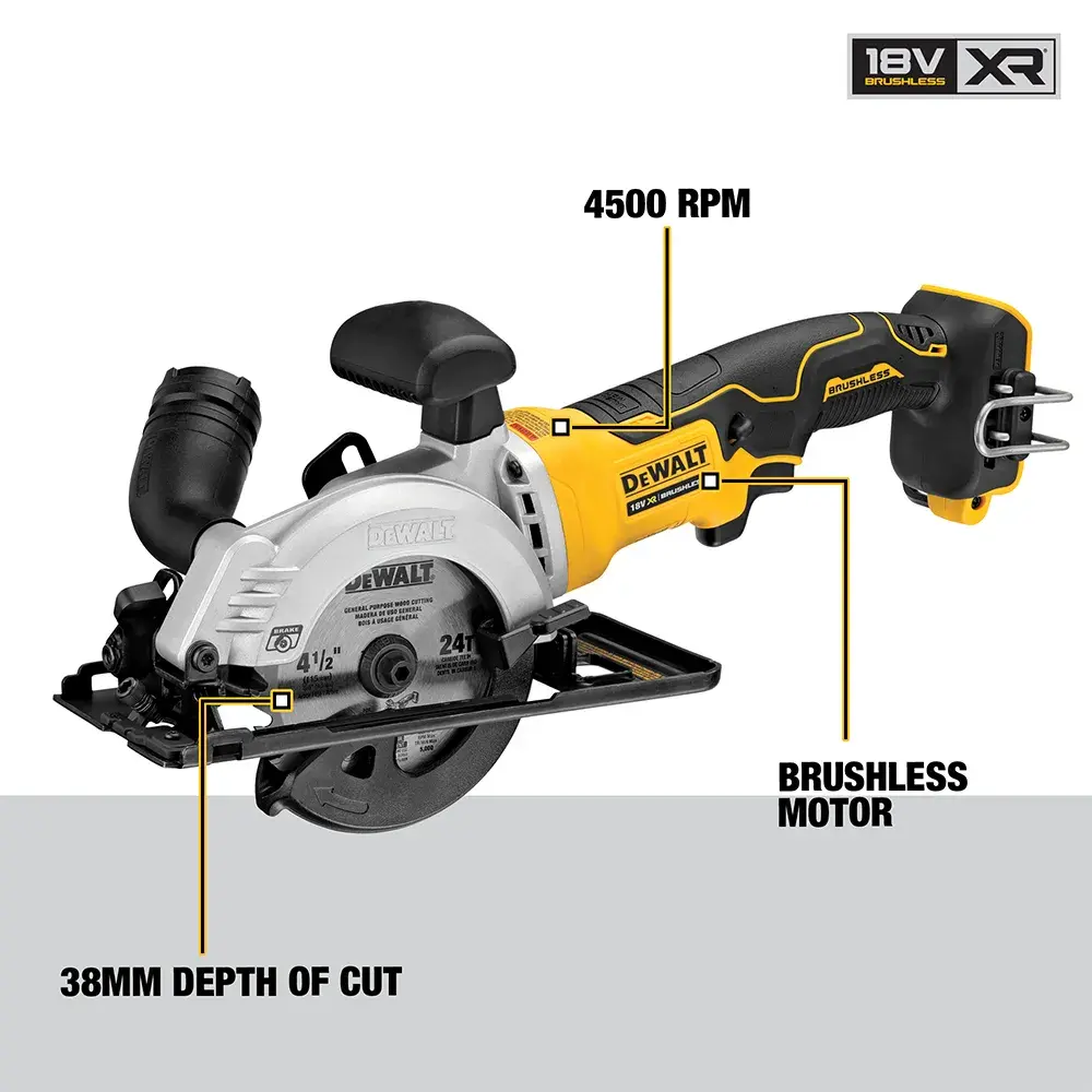 DEWALT DCS571NT-XJ, DCS571NT usado en obra. Trabajador con equipo de seguridad. Categoría fotografía.