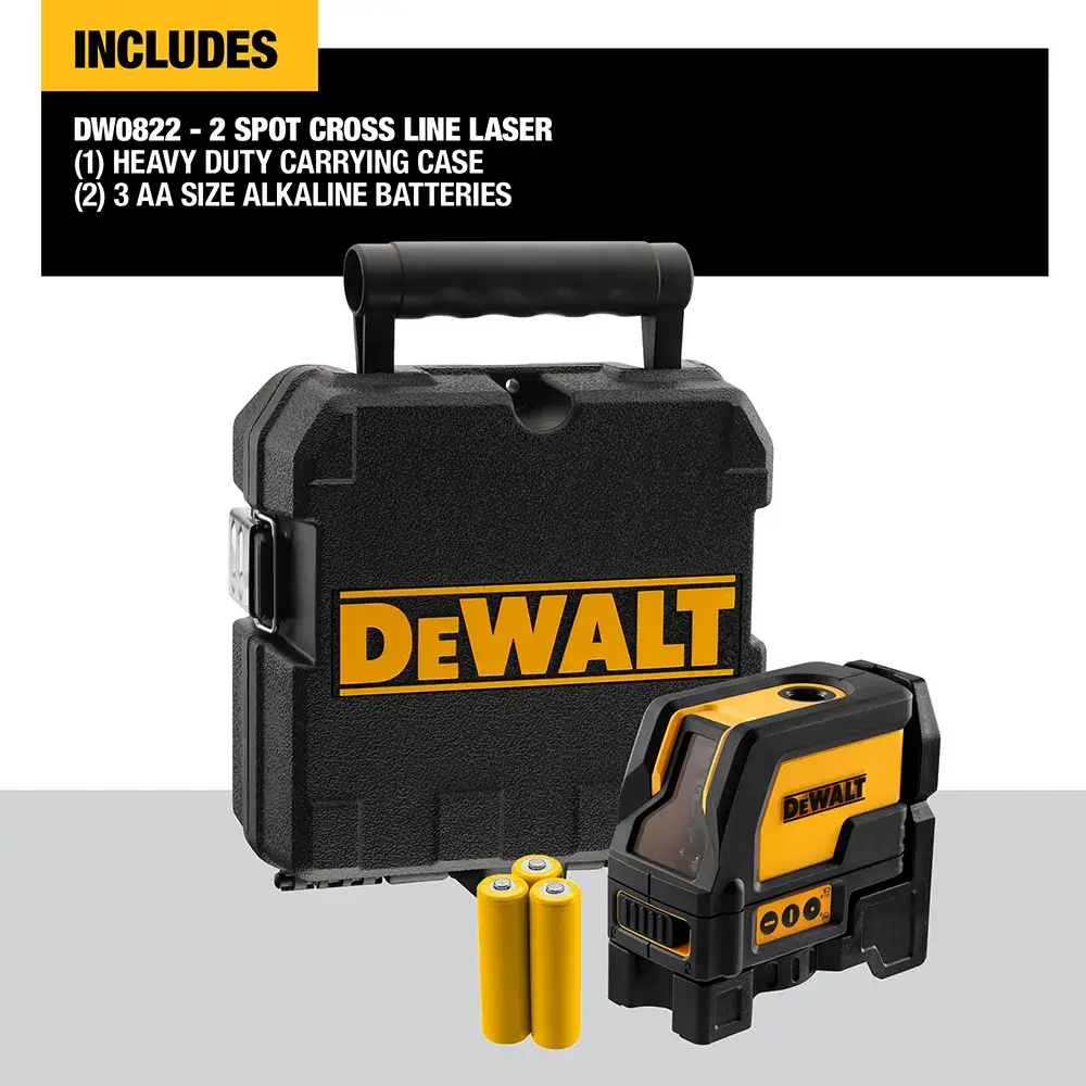 DEWALT DW0822 yellow and black compact laser level tool for precise measurements in construction or photography.