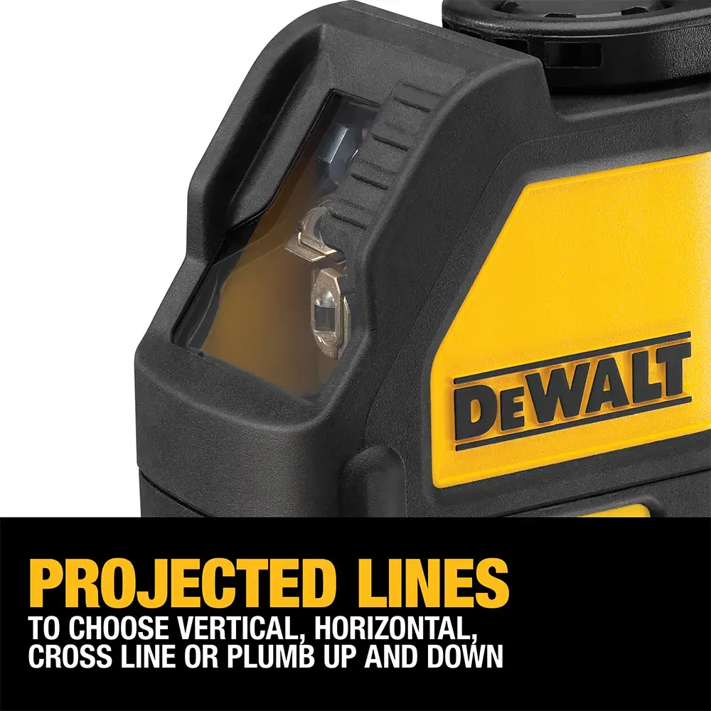 DEWALT DW0822CG, DW0822 tool used for layout work on a construction floor with steel framing visible.