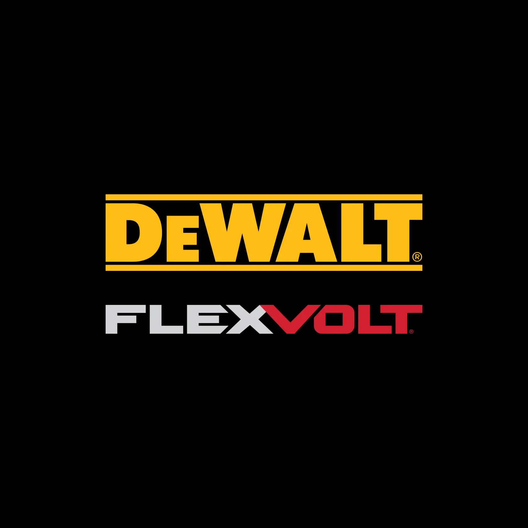 DEWALT FLEXVOLT logo with DEWALT in bold yellow letters and FLEXVOLT in white and red letters on a black background.