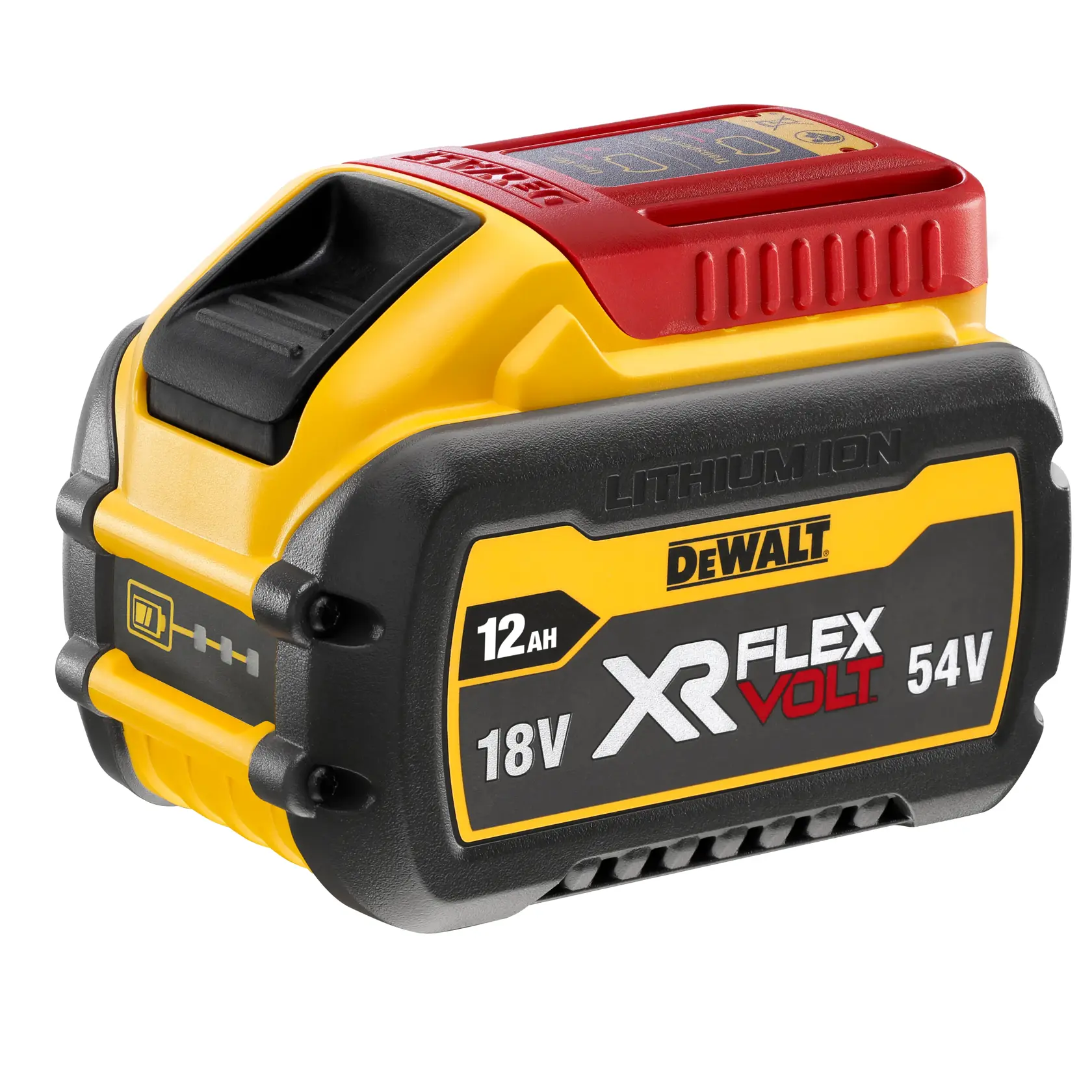 DEWALT FLEXVOLT logo with DEWALT in bold yellow letters and FLEXVOLT in white and red letters on a black background.