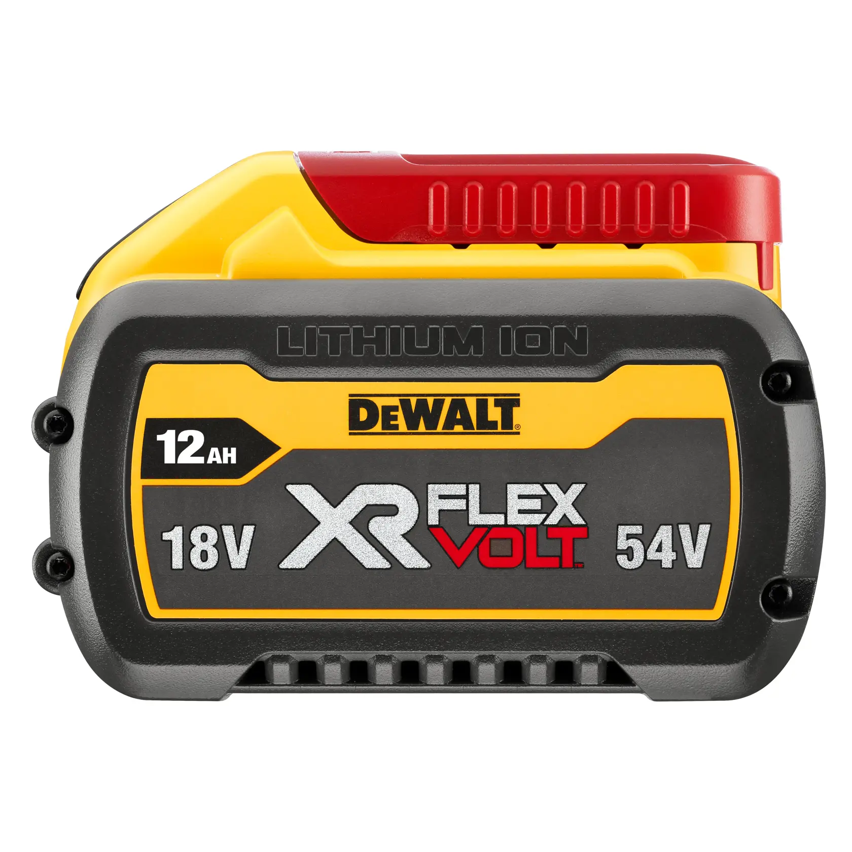 DEWALT FLEXVOLT logo with DEWALT in bold yellow letters and FLEXVOLT in white and red letters on a black background.