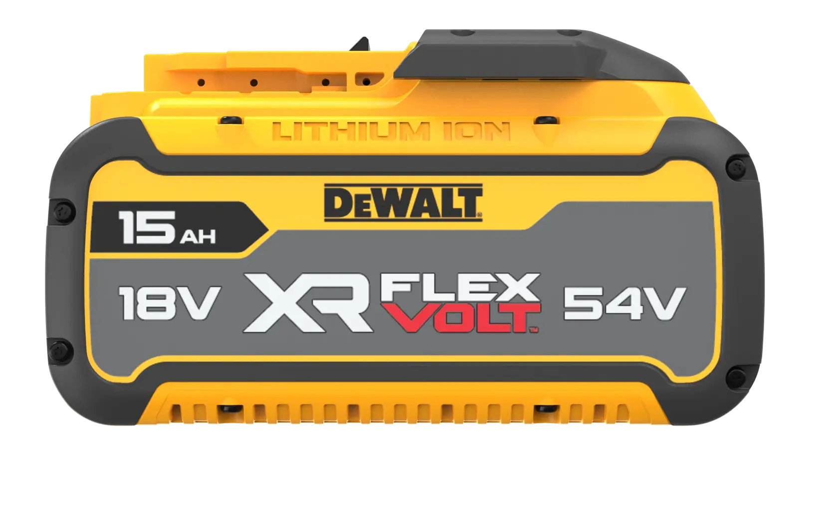 DEWALT FLEXVOLT logo with DEWALT in bold yellow letters and FLEXVOLT in white and red letters on a black background.