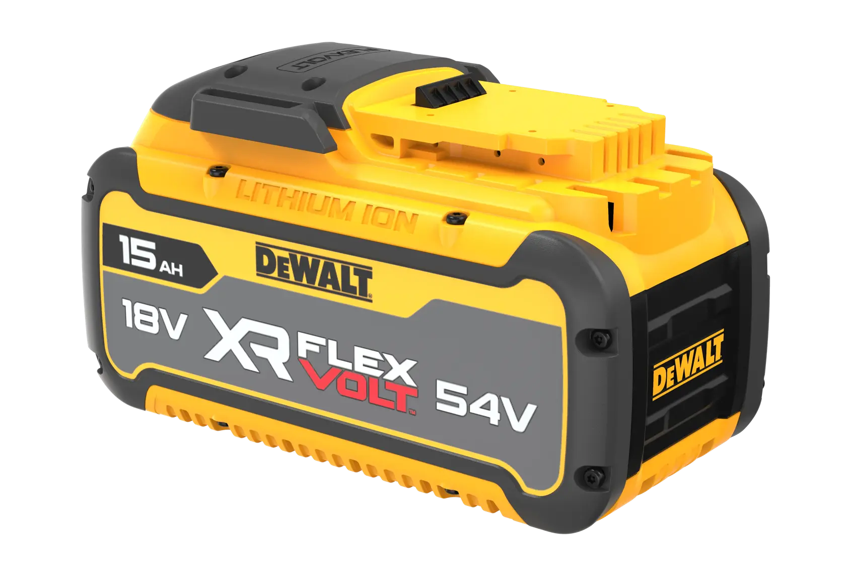 DEWALT FLEXVOLT logo with DEWALT in bold yellow letters and FLEXVOLT in white and red letters on a black background.