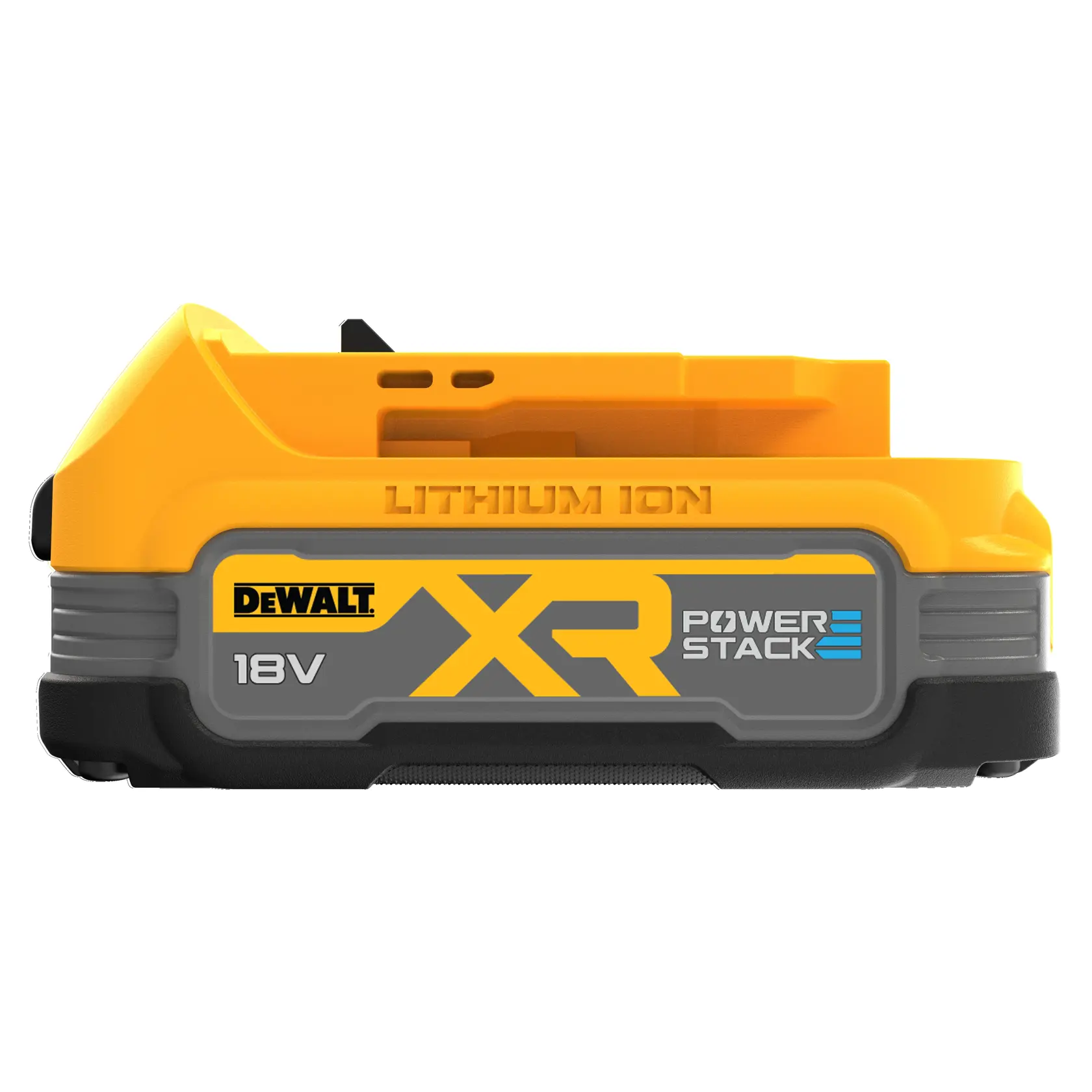 Graphique DEWALT affichant '20V MAX*' en grandes lettres grises et jaunes à l'intérieur d'un rectangle noir et gris, avec un fond jaune et noir.