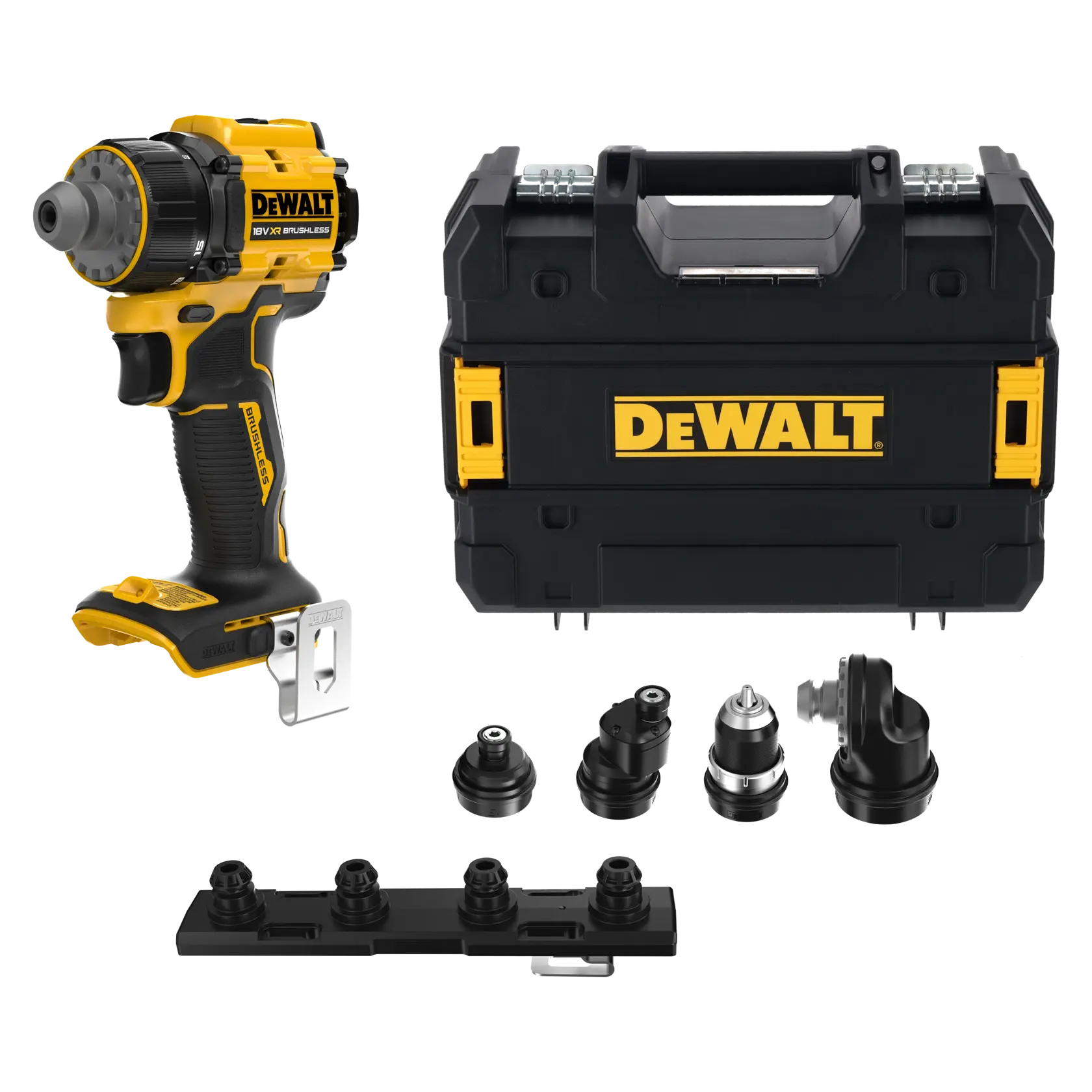 Juego DEWALT con caja y accesorios, SKUs DCD803NT-XJ, DCD803NT. Categoría fotografía.