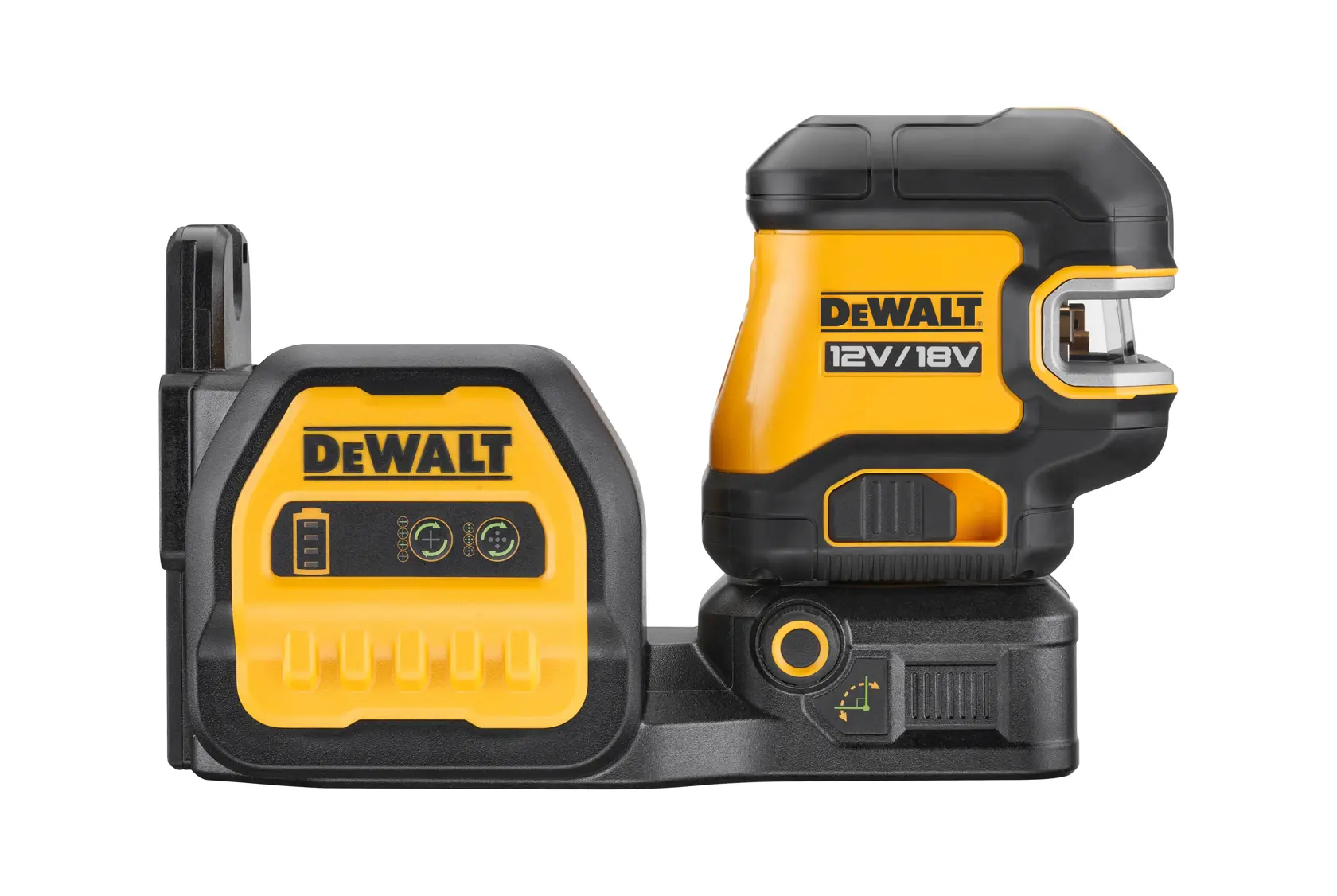 DEWALT Foto-Werkzeug, SKUs DCE825NG18-XJ, DCE825NG18, gelb-schwarz, Seitenansicht.