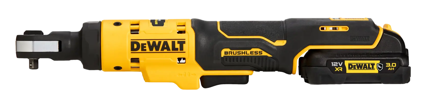 DEWALT Akku-Ratschenschlüssel, Modell DCF504L1G, in Schwarz und Gelb mit bürstenlosem Motor und 12V XR Lithium-Ionen-Akku.