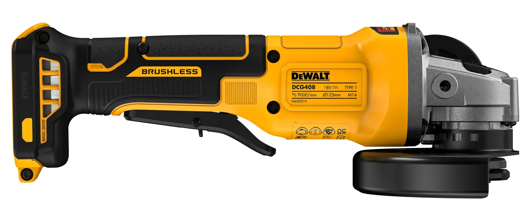 18V XR® Brushless 125mm Paddle Switch Angle Grinder (Tool Only)