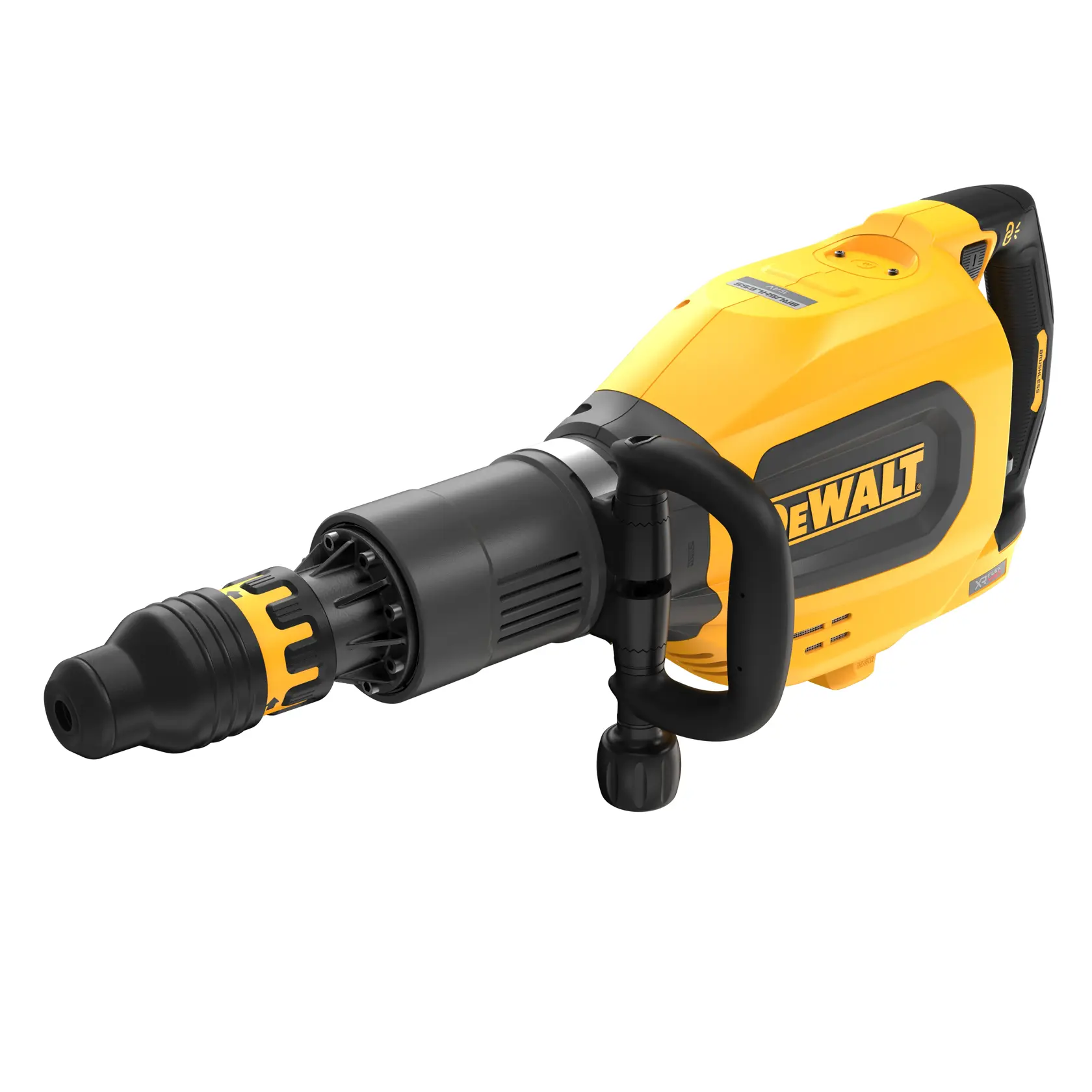 Martillo rotativo DEWALT amarillo y negro, modelo DCH911NK, para trabajos de construcción pesados.