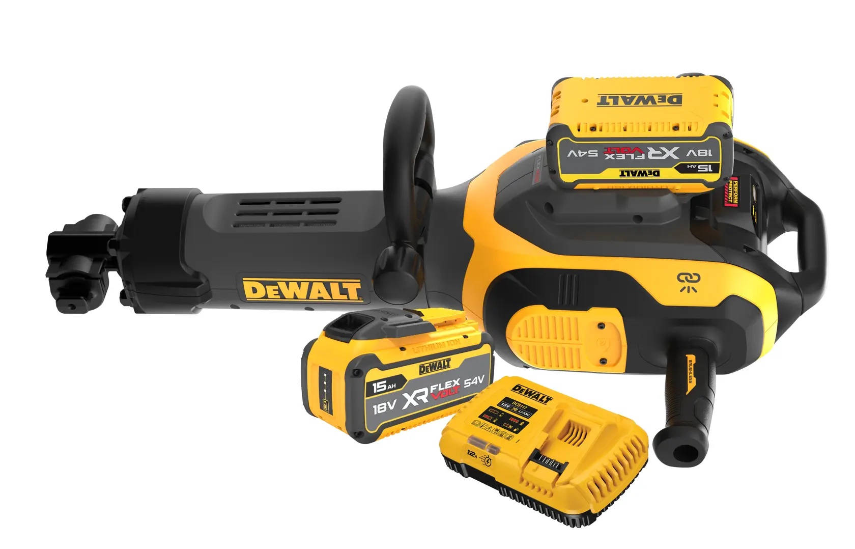Herramientas DEWALT, baterías, cargador. Fotografía. DCH966Z2, DCH966Z2-XE.
