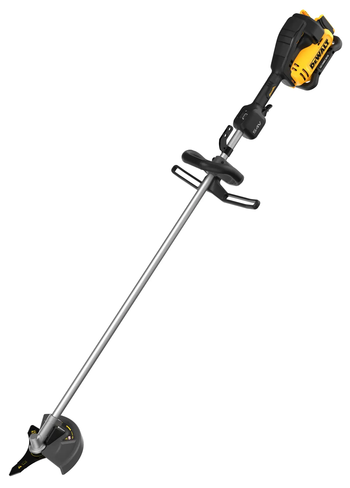 DEWALT brush cutter DCMBC812N-XJ, DCMBC812N shown. Long shaft, black and yellow, for garden trimming.