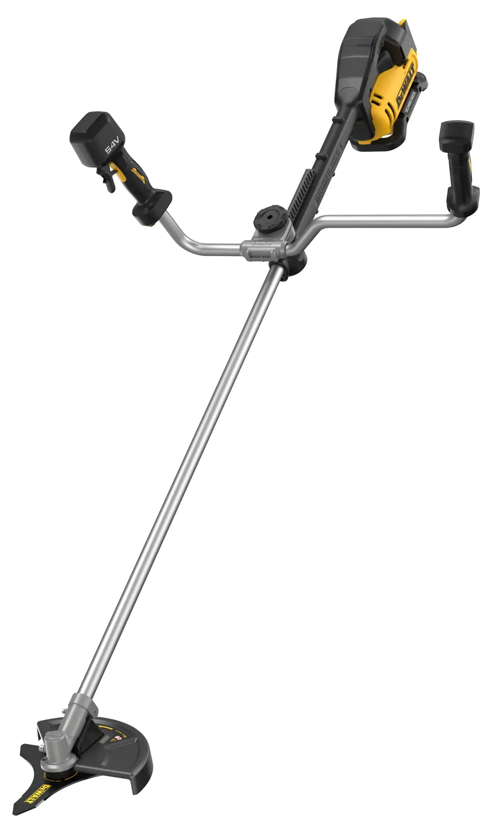 DEWALT brush cutter for photography, models DCMBC823N, DCMBC823N-XJ, metal handle and yellow housing.