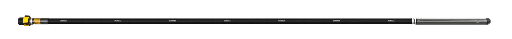 A DEWALT DCPS3382 concrete vibrator with a long flexible black shaft and a cylindrical vibrating head, photographed on a white background.