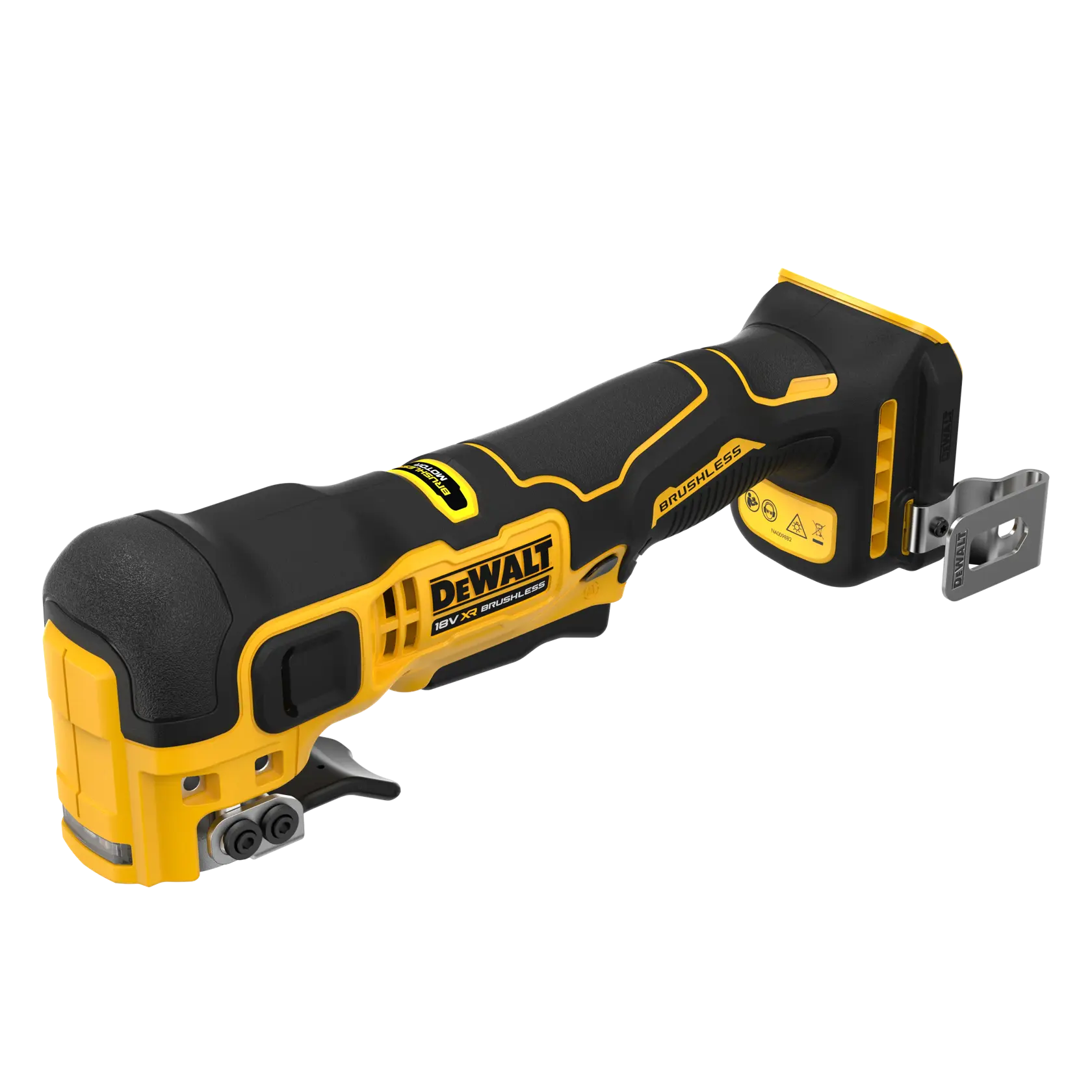 DEWALT cordless oscillating multi-tool with yellow and black body, brushless, 18V, tool-only configuration.