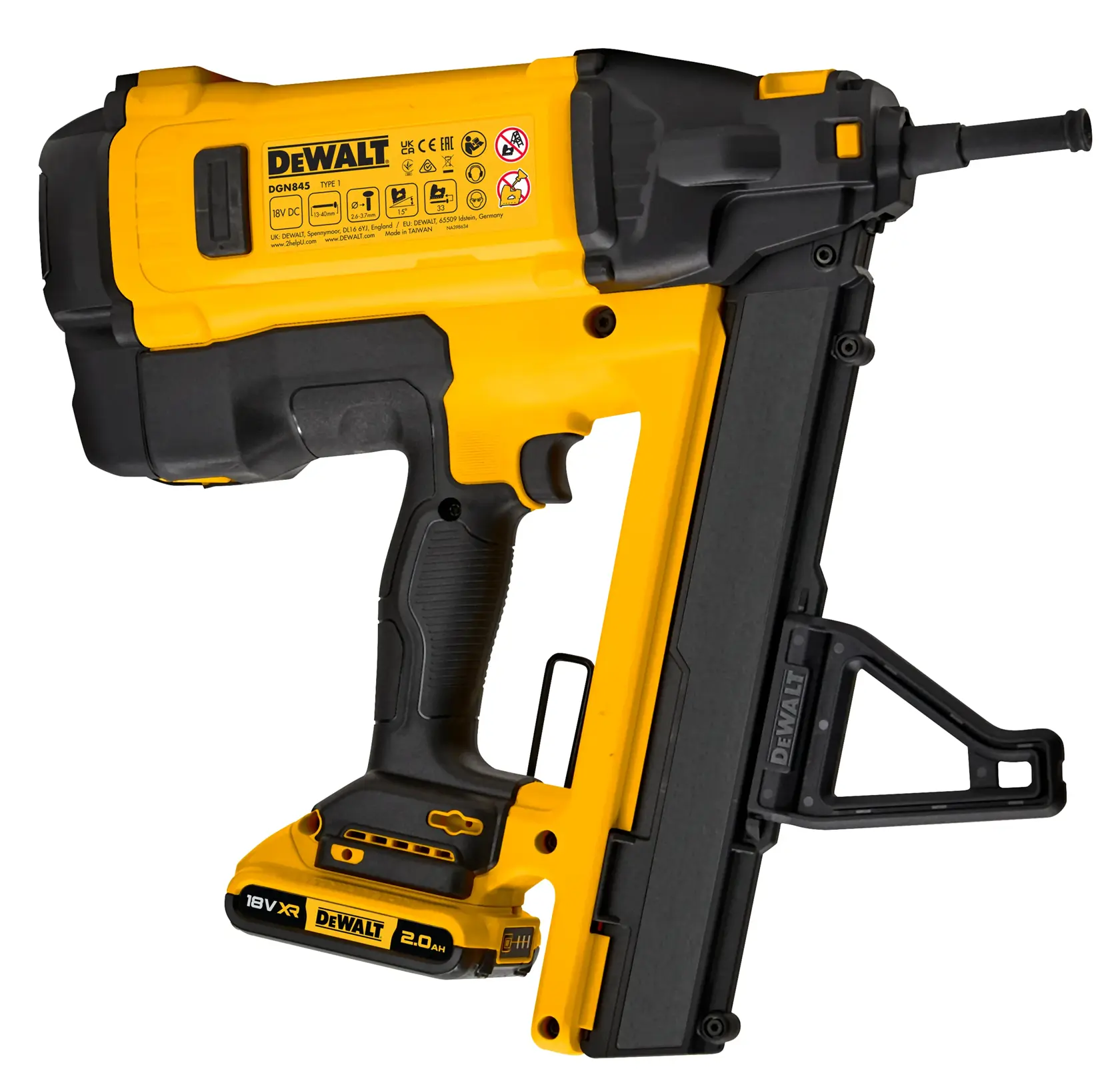 Herramienta DEWALT amarillo/negro, SKUs DGN845D1-QW, DGN845D1, categoría fotografía.