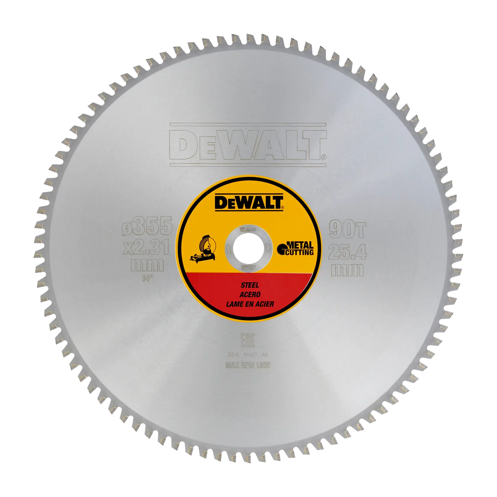 DEWALT® 355mm x 25.4mm 90T Steel Circular Saw Blade (Metal)