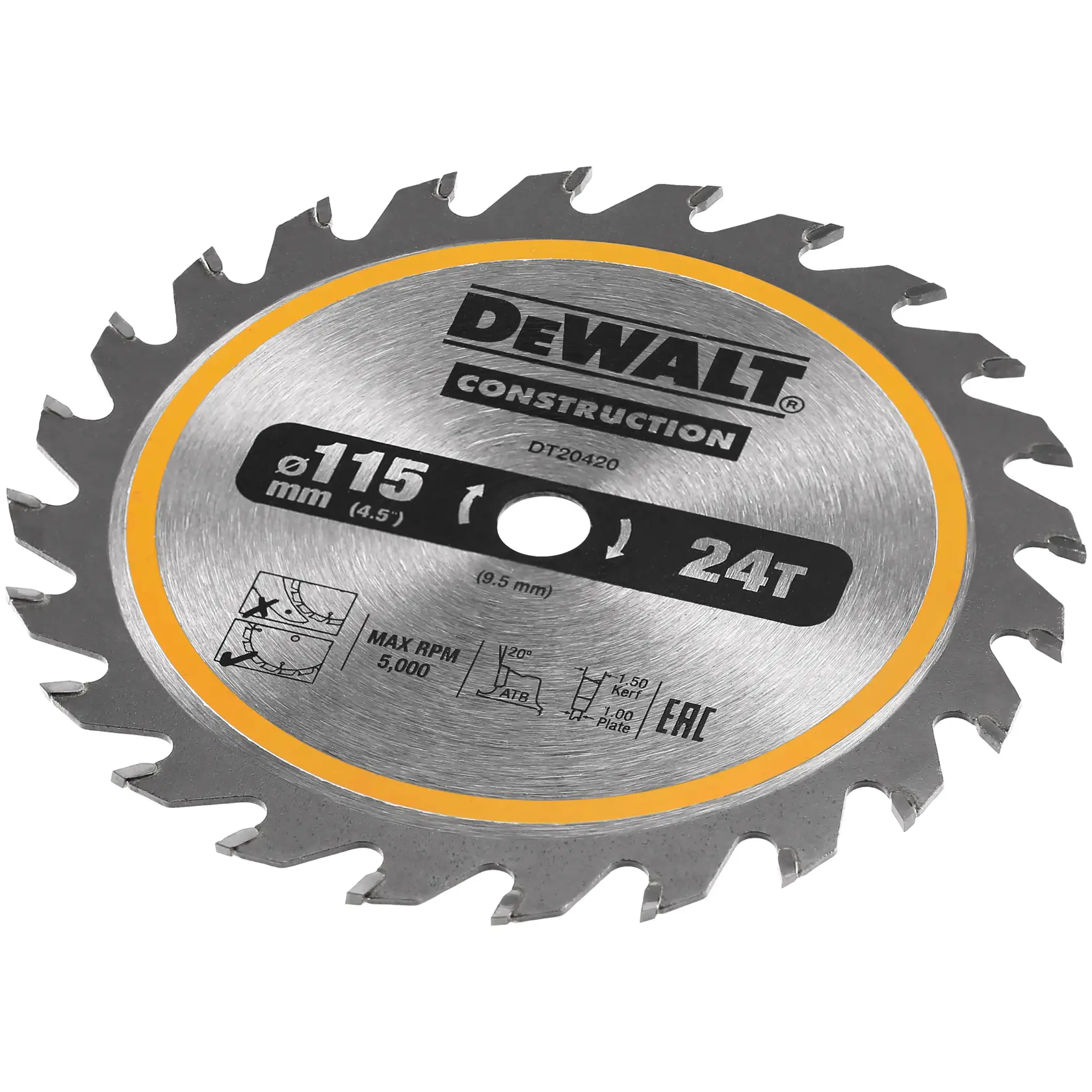 DEWALT® CONSTRUCTION 115mm x 9.5mm 24T Circular Saw Blade