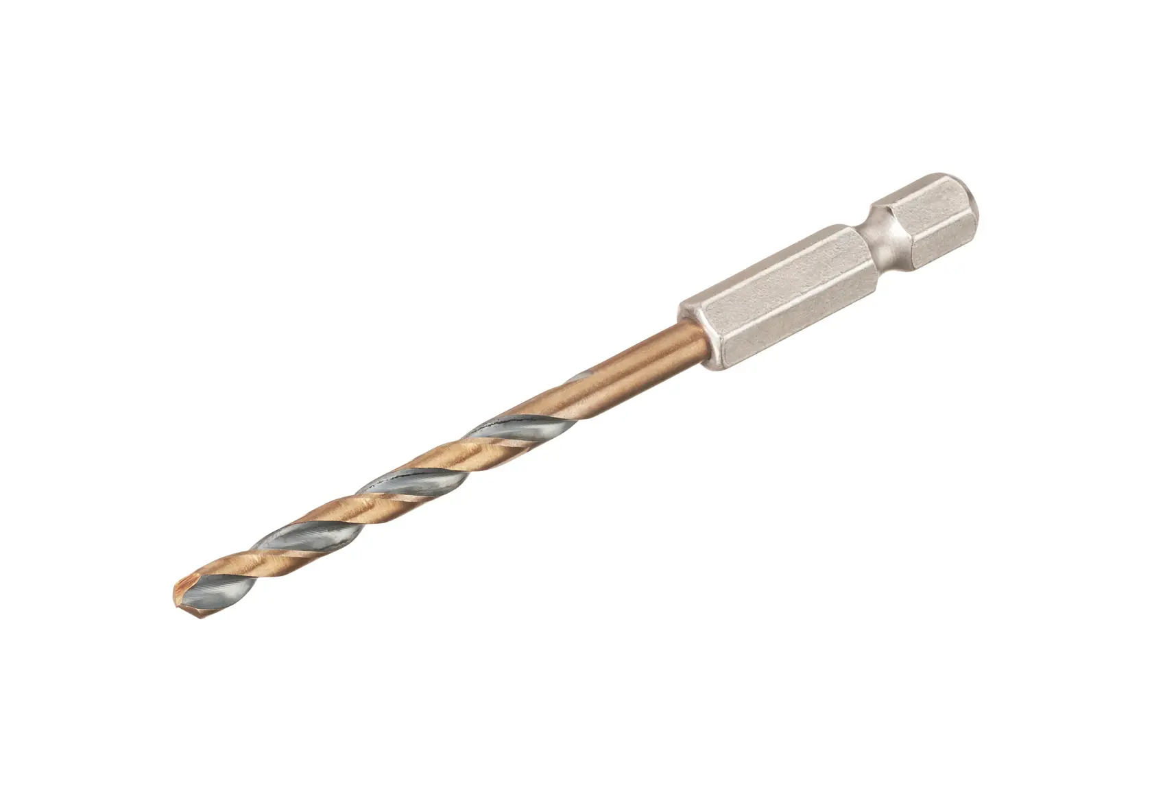 A DEWALT DT20604 metal drill bit with hex shank, photographed on a white background.