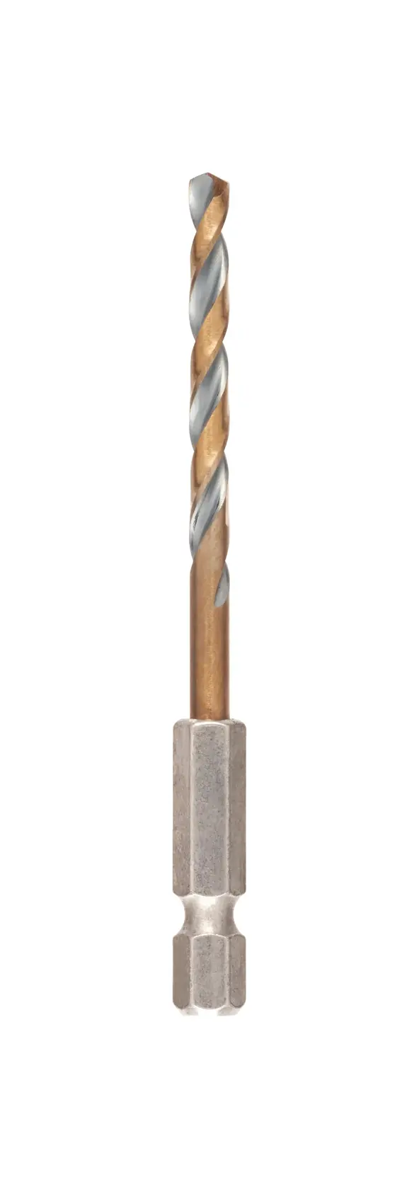 Single DEWALT drill bit with hex shank, shown upright on white background.