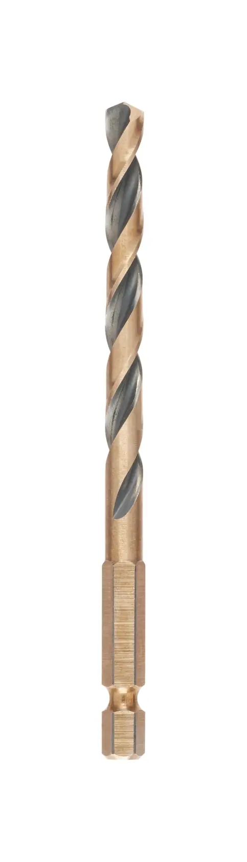 DEWALT DT20609 metal drill bit with hex shank on a white background.