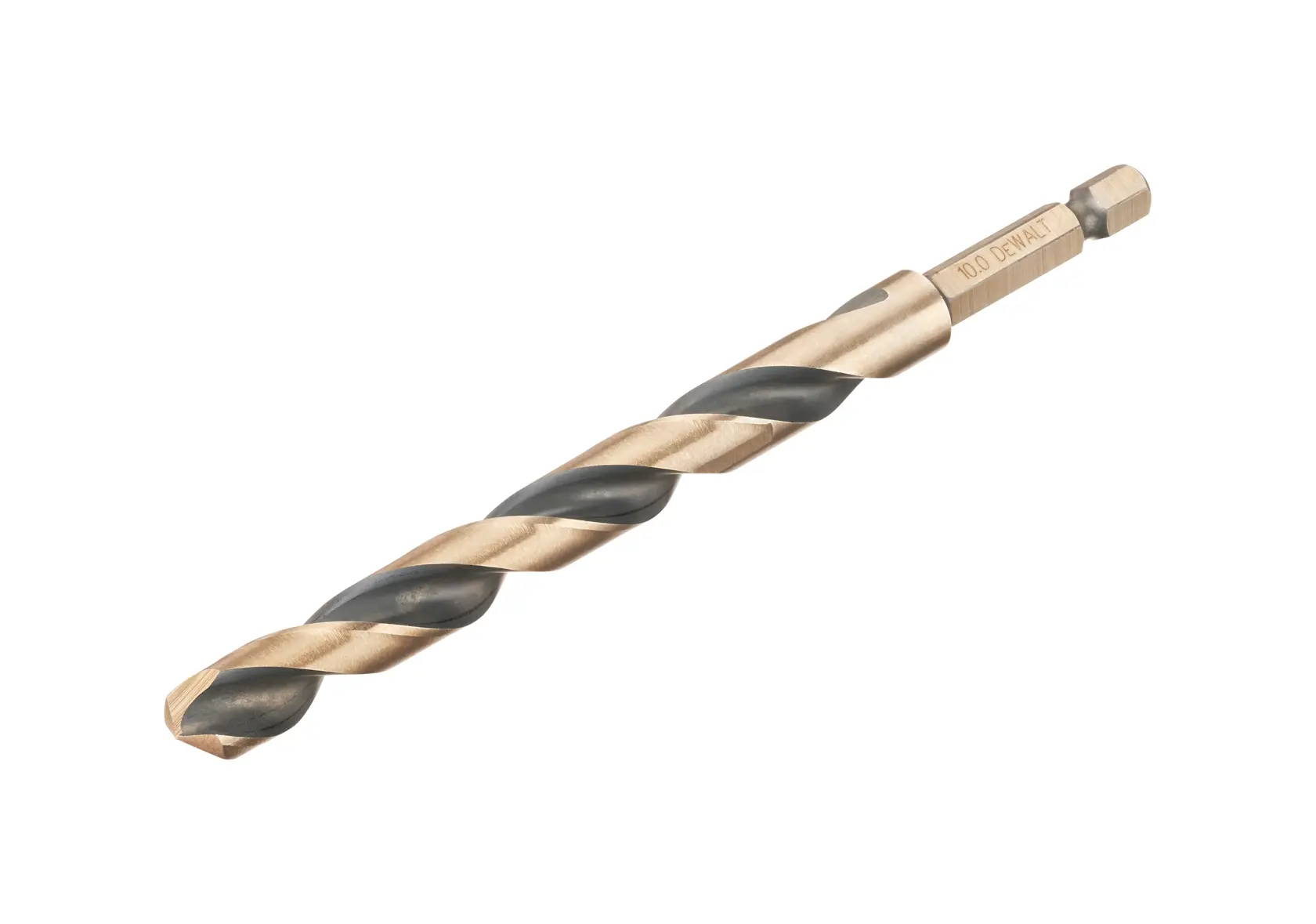DEWALT DT20616 metal drill bit with hex shank, designed for precision drilling tasks.