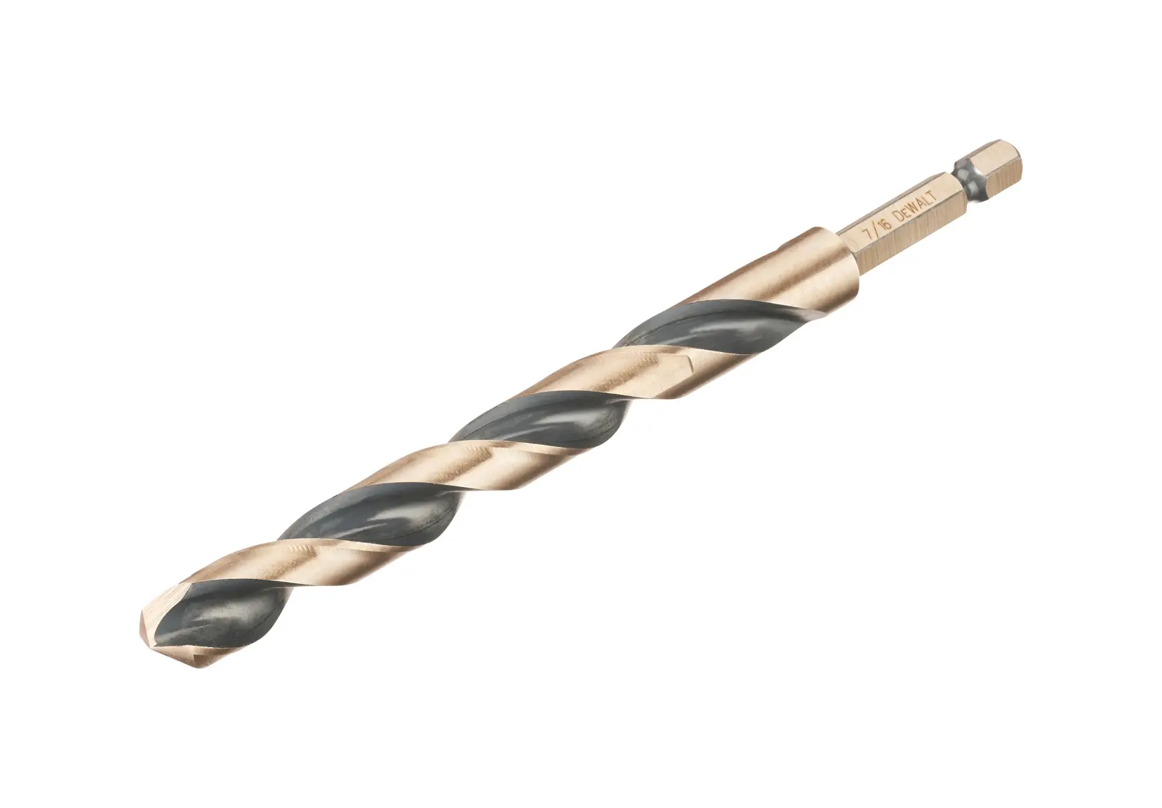 DEWALT DT20617 hex shank twist drill bit for use with power tools, shown against a white background.