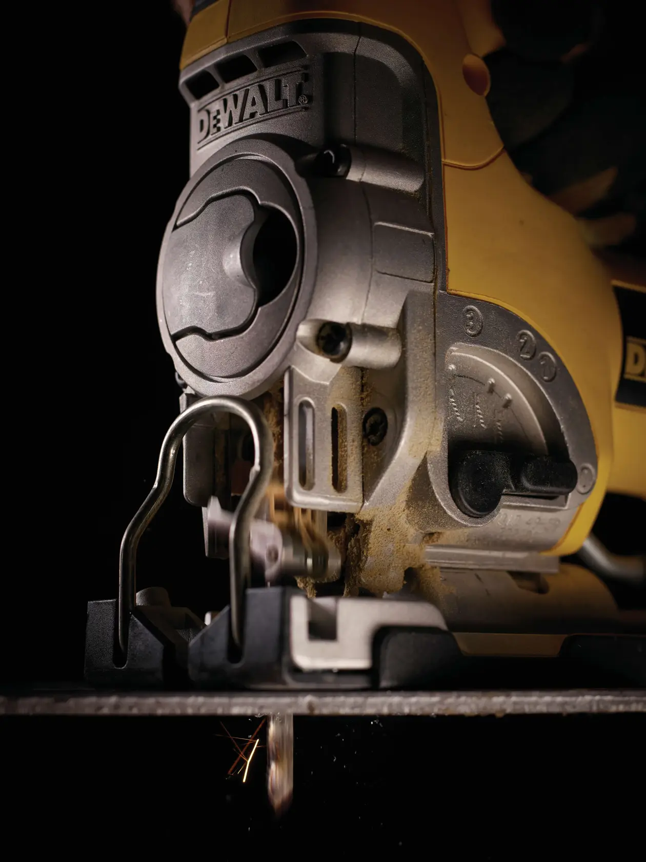Photo of DEWALT jigsaw close-up, showing details, for SKUs DT2161, DT2161-QZ, product category Photography.