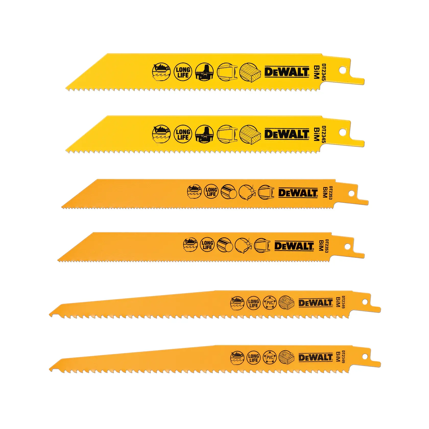 DEWALT® Bi-Metal Reciprocating Mixed Blade Set in Storage TOUGHCASE®+ (6 pcs.)