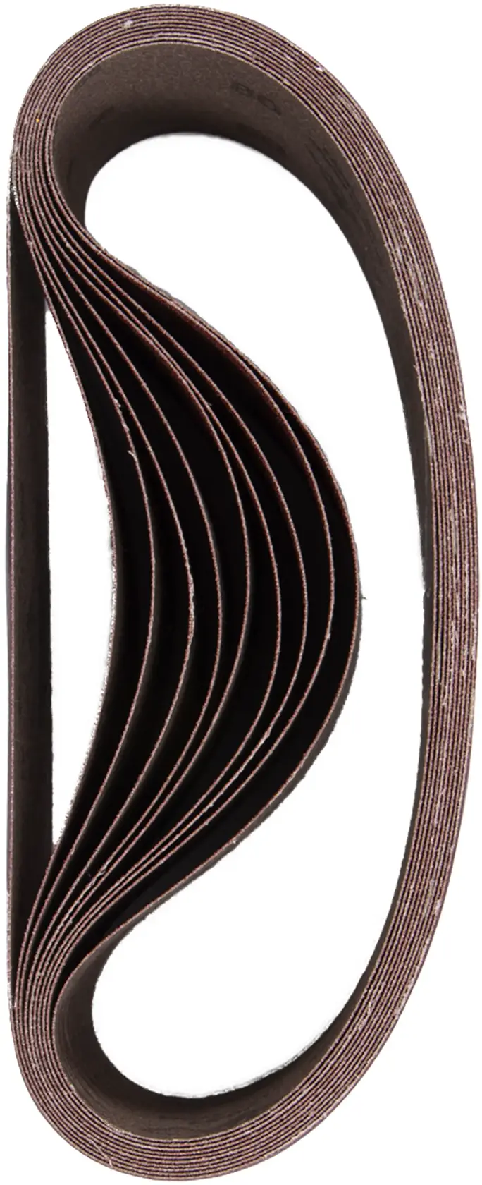 Stack of DEWALT DT3307 sanding belts arranged in a loop, used for power sanders.