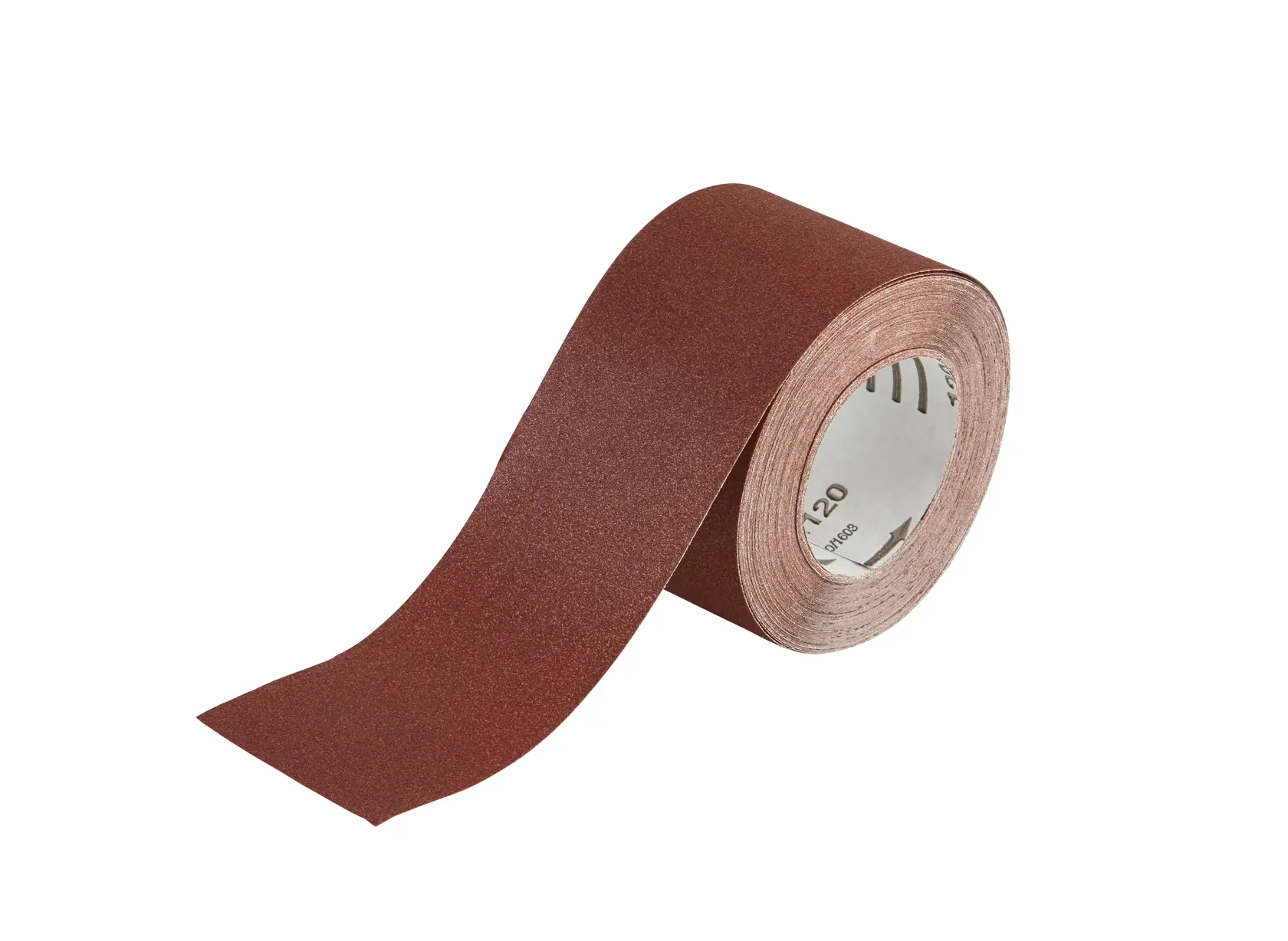 A roll of brown DEWALT sandpaper strip, used for sanding surfaces in construction or woodworking.