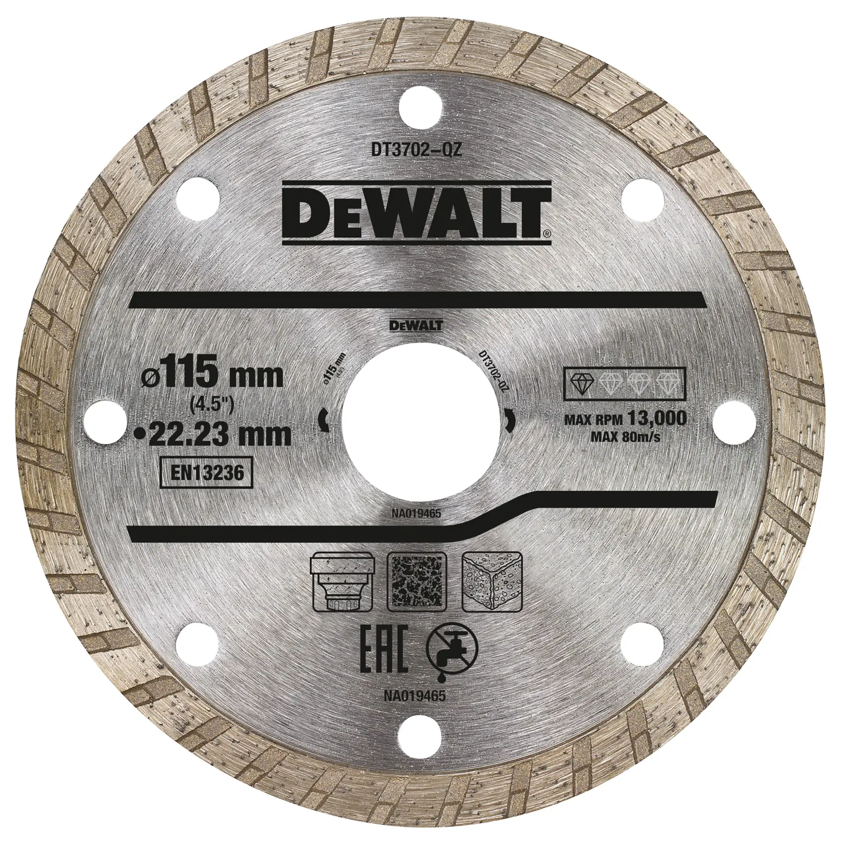 DEWALT® 115mm X 22.23mm Turbo All Purpose Diamond Wheel