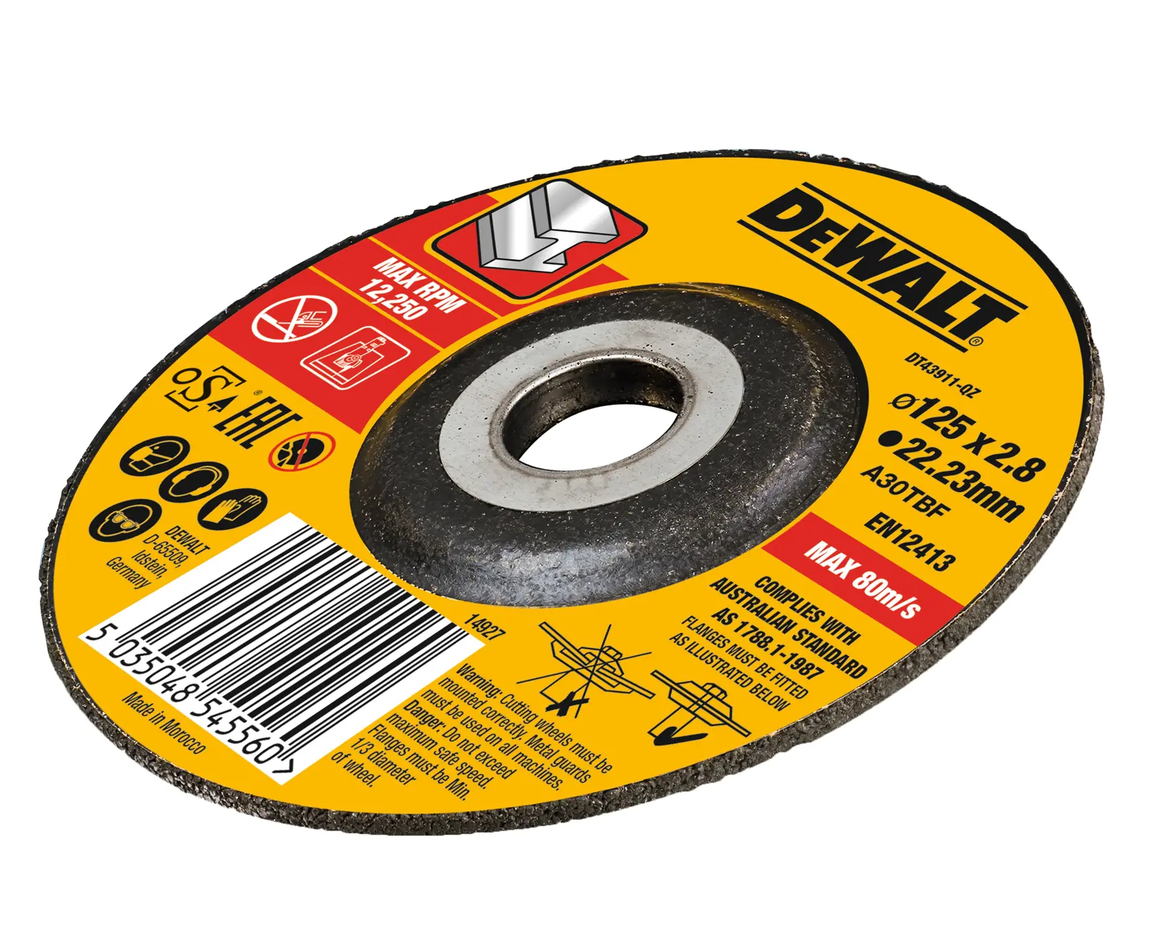 DEWALT® Extreme 125mm x 3mm x 22.23mm Bonded Abrasive METAL Cut / Grind Disc
