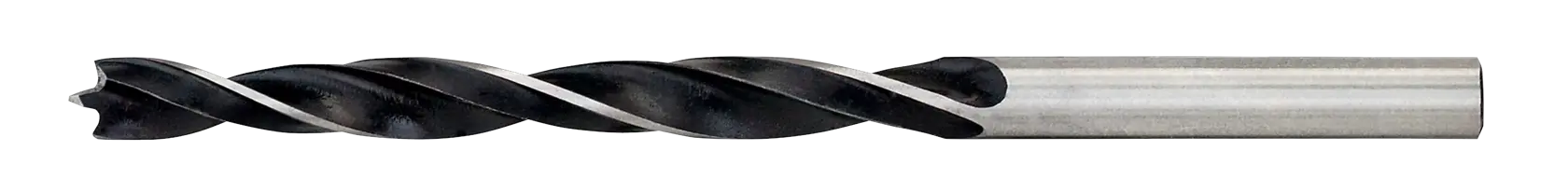 A single metal drill bit with a twisted design, photographed on a white background.