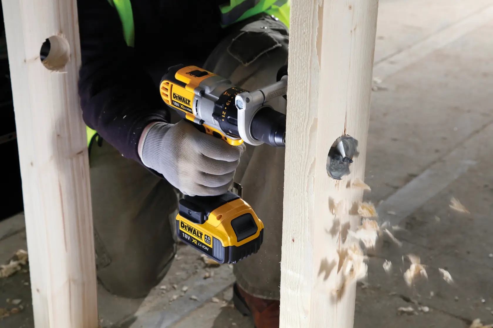 Graphic showing DEWALT XTREME Sub-Compact Series branding with the slogan 'Compact and Performance Packed' on a yellow background.