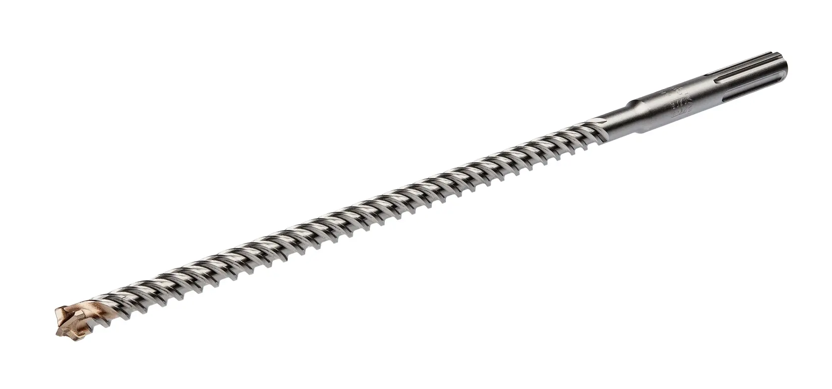 A DEWALT SDS-Max masonry drill bit with spiral design and carbide tip for heavy-duty concrete drilling.