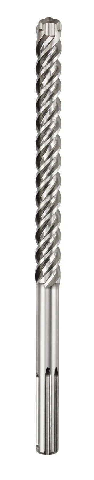 Photo of DEWALT DT60819 masonry drill bit with spiral flutes, front angle on white background.