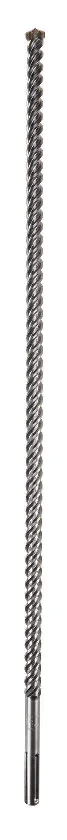 Long spiral drill bit for heavy-duty drilling, designed for use with power tools on concrete or masonry surfaces.
