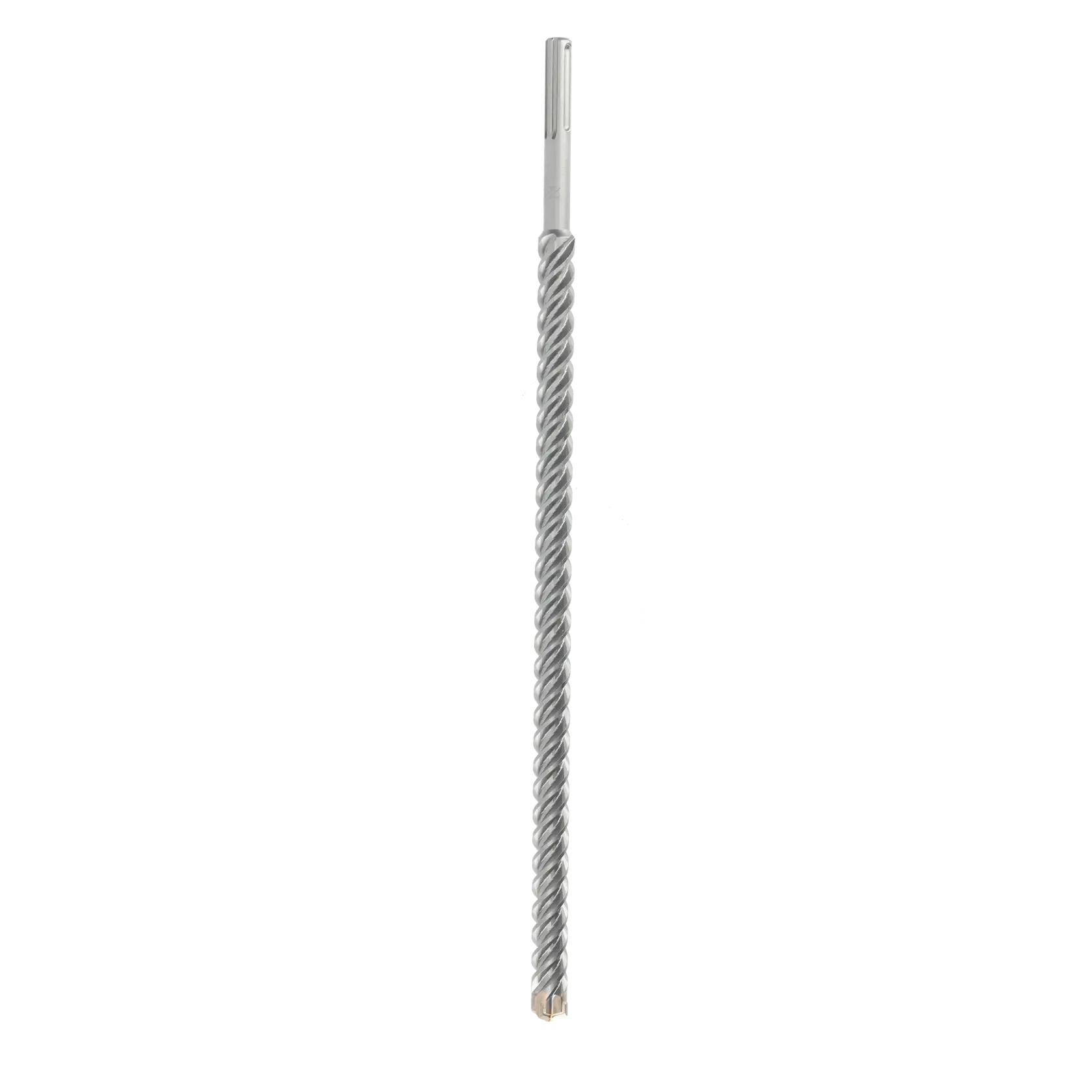 A long, spiral SDS drill bit for masonry and concrete drilling shown on a white background.