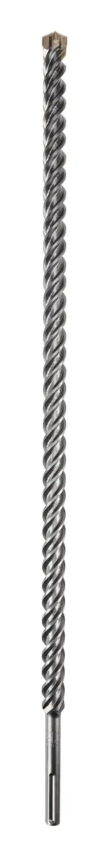 Photo of DEWALT DT60836 long spiral masonry drill bit, silver, product side view on white background.