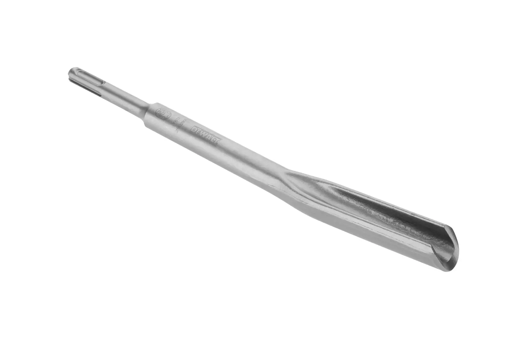 Photo of DEWALT chisel DT6805, DT6805-QZ, silver, angled on white background, photography product category.