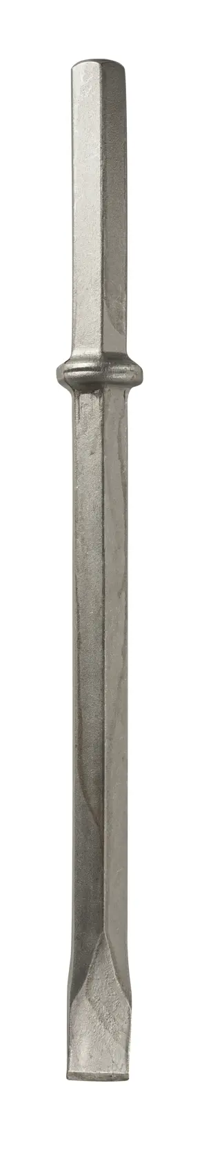 Photo of DEWALT DT6929 flat chisel bit, steel, vertical front view, tool accessory, white background.