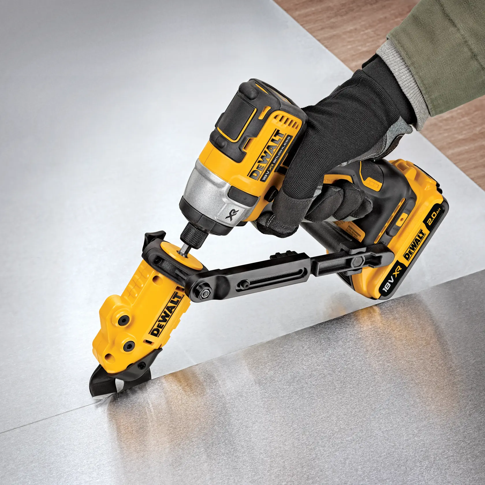 Graphic showing DEWALT XTREME Sub-Compact Series branding with the slogan 'Compact and Performance Packed' on a yellow background.