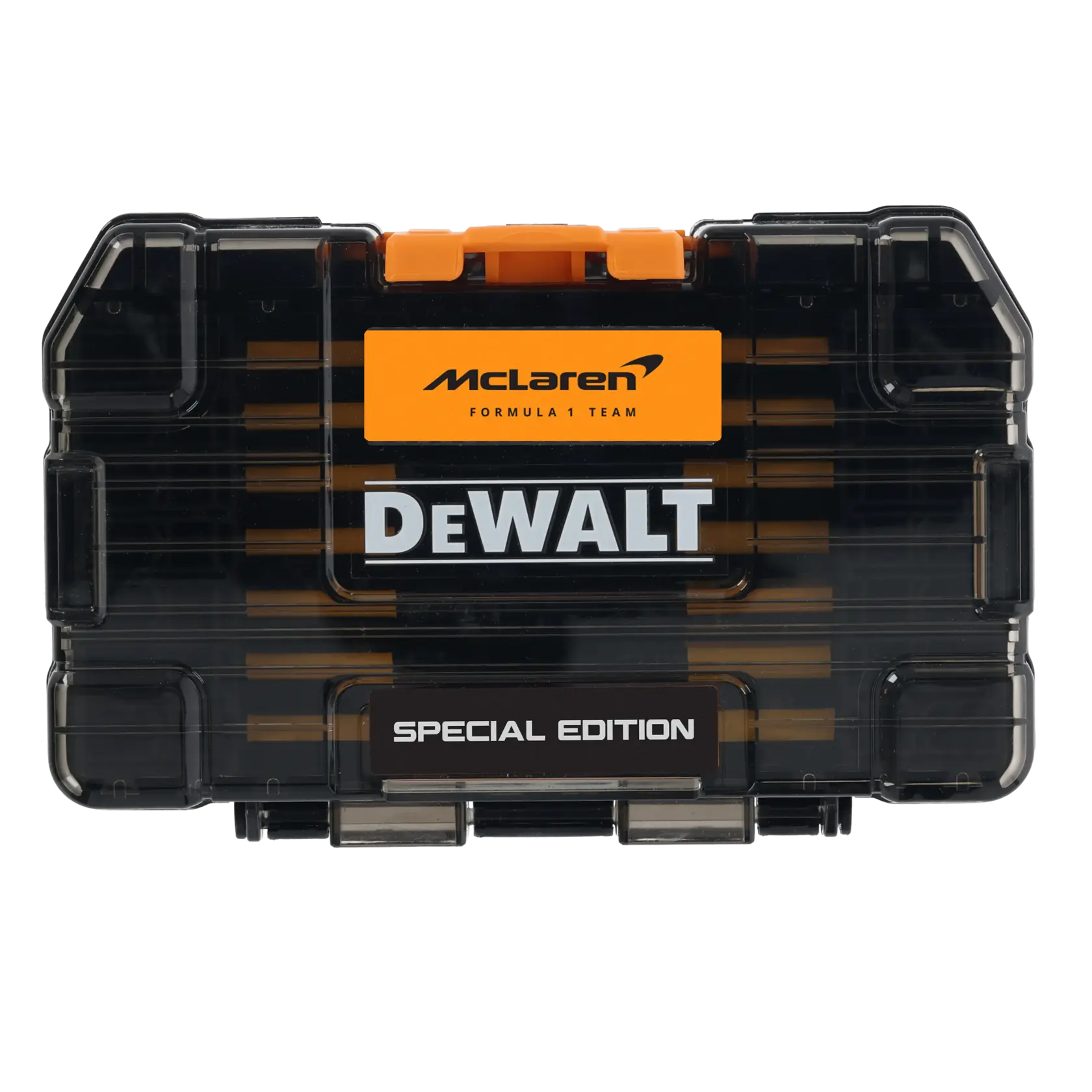 DEWALT DT70902T, DT70902T-QZ photography case, McLaren F1 Team Special Edition, black with orange details.