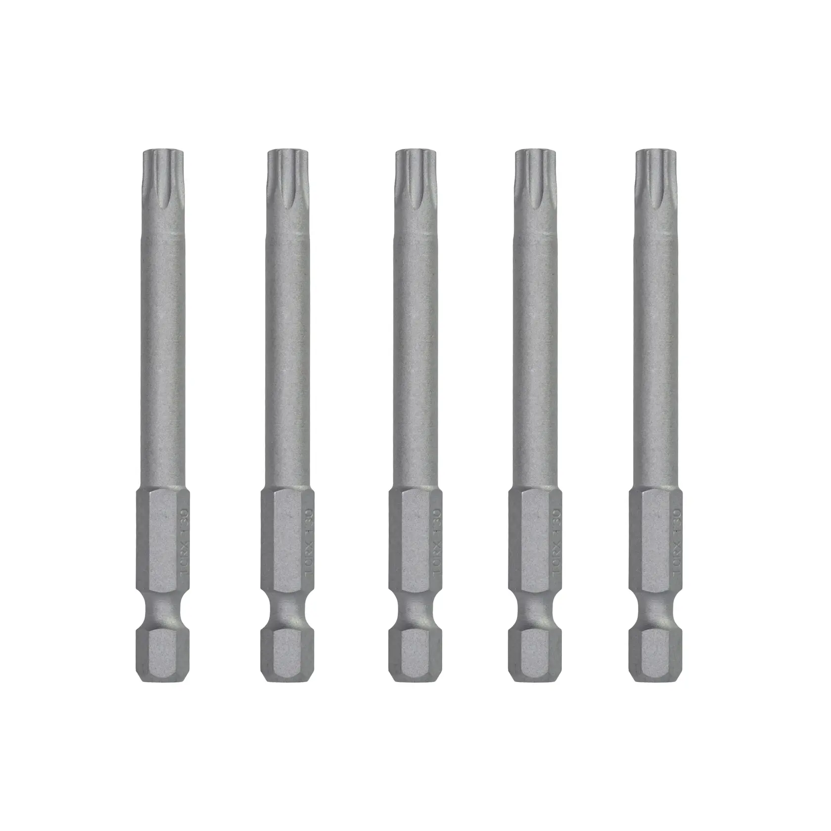 Photo of DEWALT bit set, 5 pieces, silver color, SKUs DT7295-QZ, DT7295, front view, white background.