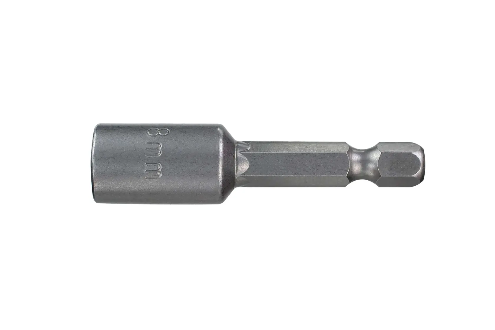 Photo of DEWALT DT7402 8mm hex nut setter drill bit side view on white background.