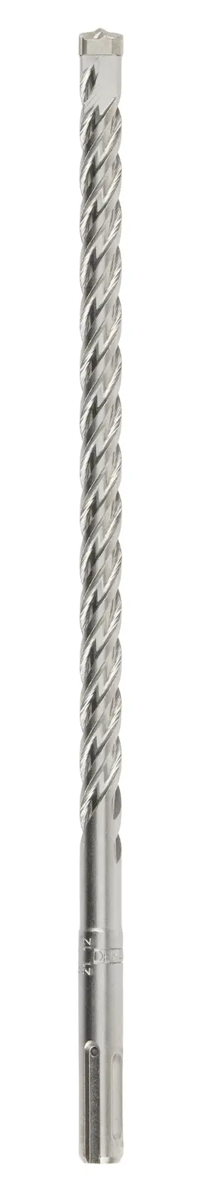 A DEWALT SDS drill bit with a long, spiral design for masonry and concrete drilling.